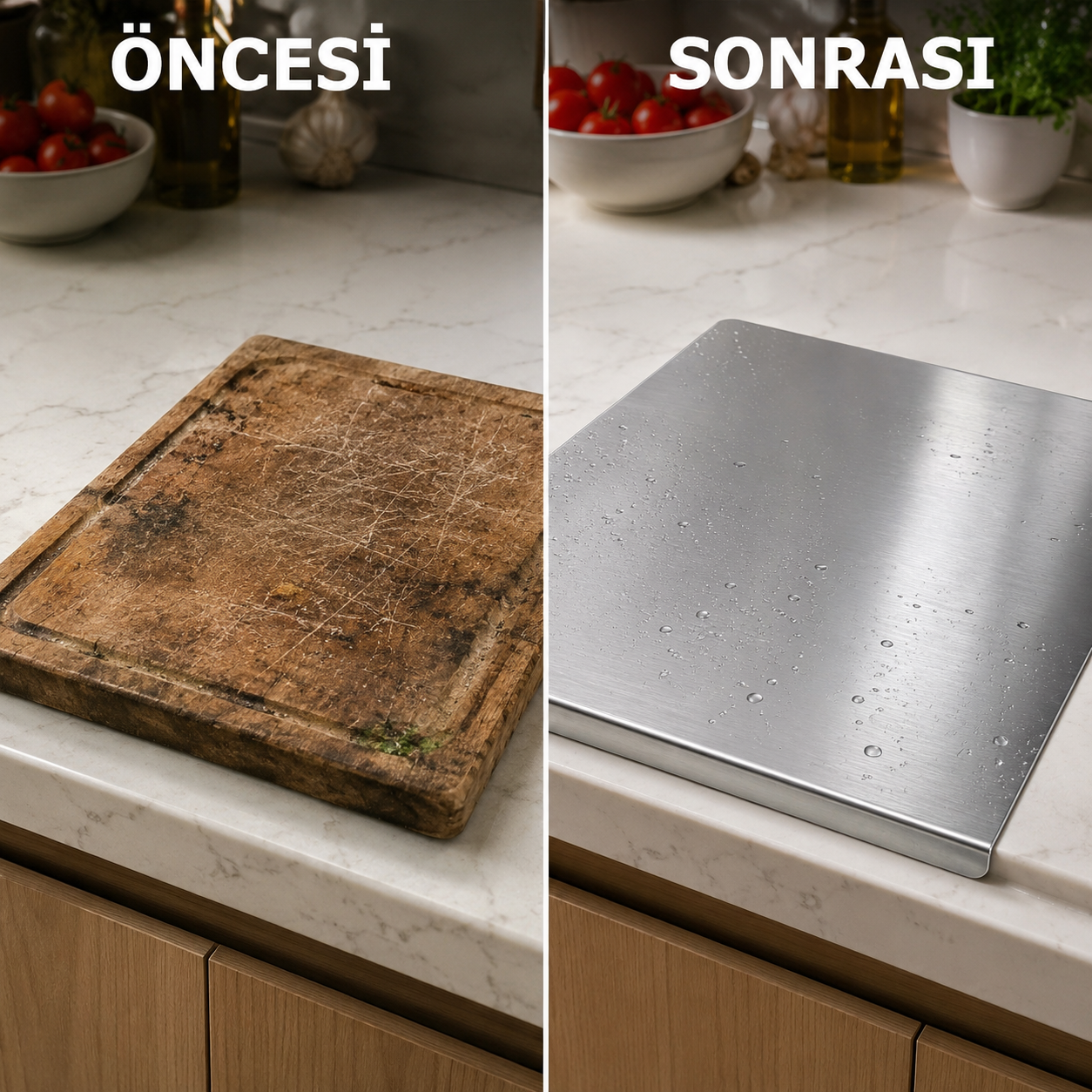 Mutfakly Paslanmaz Çelik Kesme Tahtası